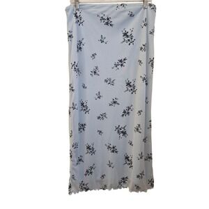 No Boundaries Floral Midi Skirt M (8-10) Feminine Fairy Boho Mesh Y2K Light Blue